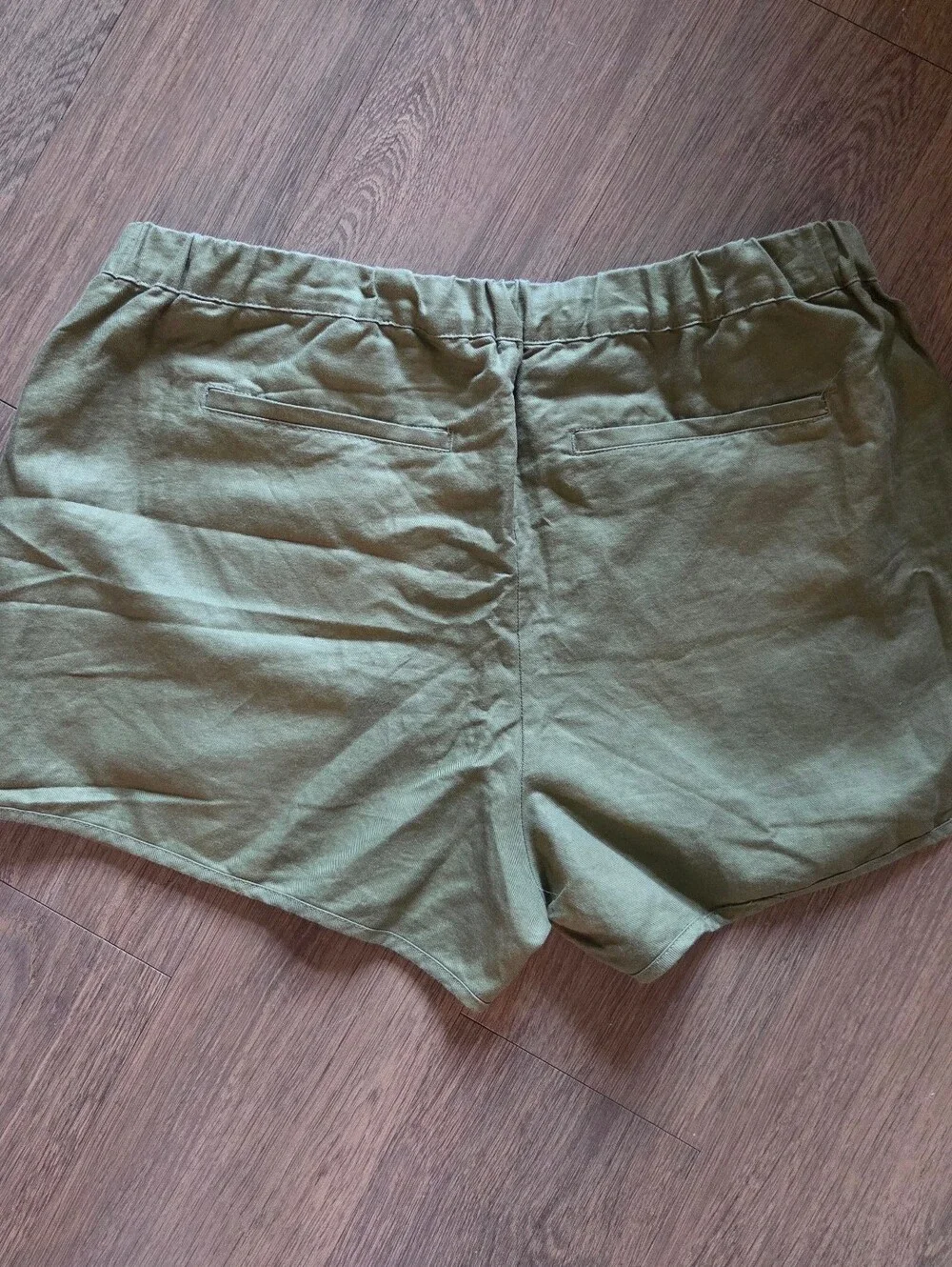 Quince Linen Blend Olive/Army Green Athletic Pull-On Shorts Size L